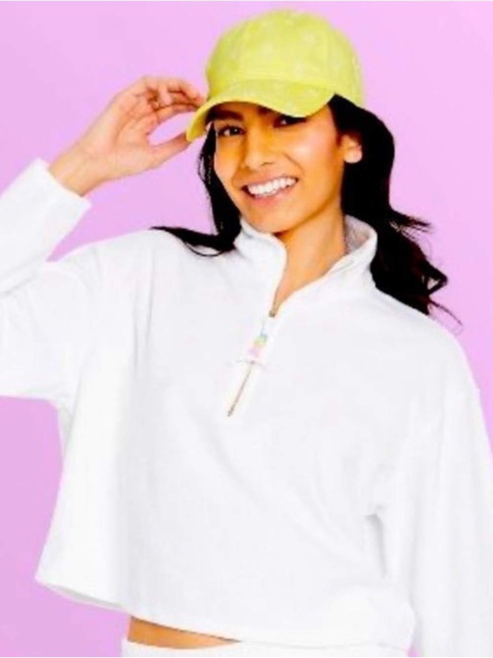 Stoney Clover Lane x Target White Terry Cloth Quarter Zip Pullover Small